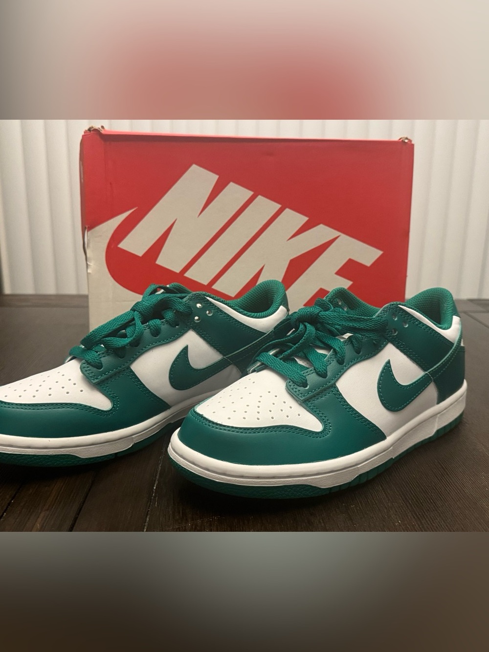 Nike Dunk Low - Green and White 5.5Y or Women’s Size 7